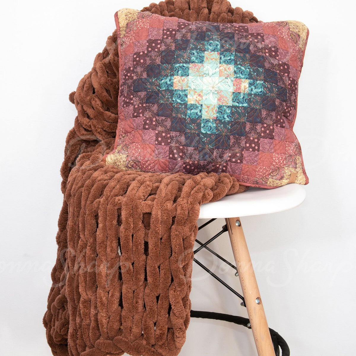 Chenille Knit Throw- Rust