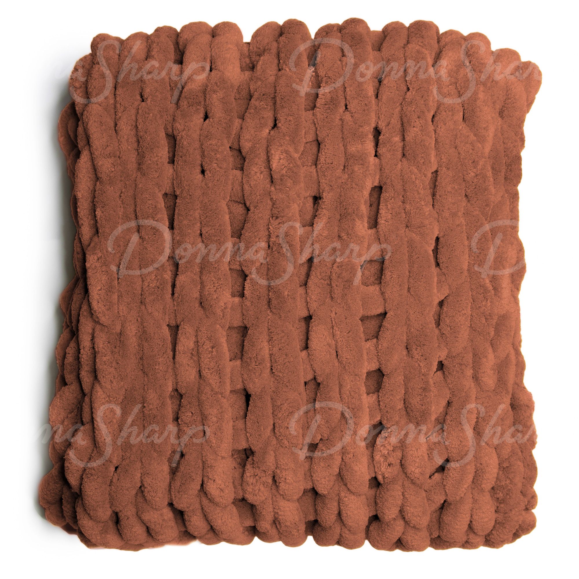 Chenille Knit Throw- Rust