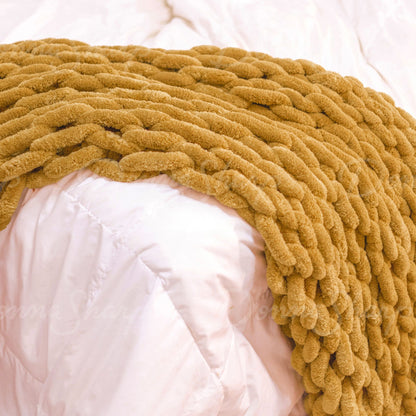 Chenille Knit Throw- Gold