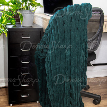 Chenille Knit Throw- Peacock