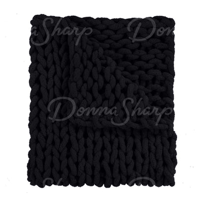 Chenille Knit Throw- Black