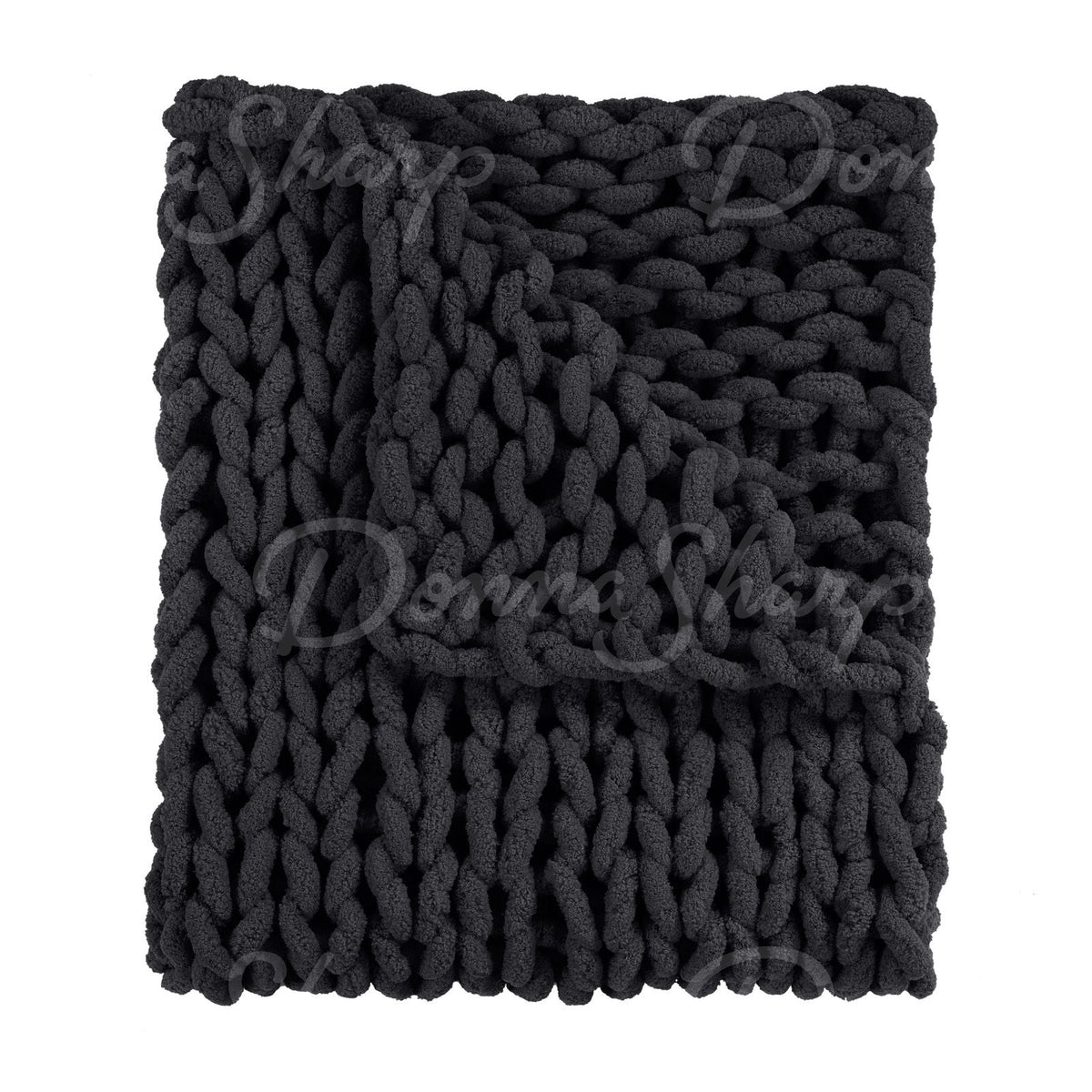 Chenille Knit Throw- Charcoal