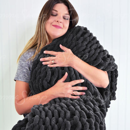 Chenille Knit Throw- Charcoal