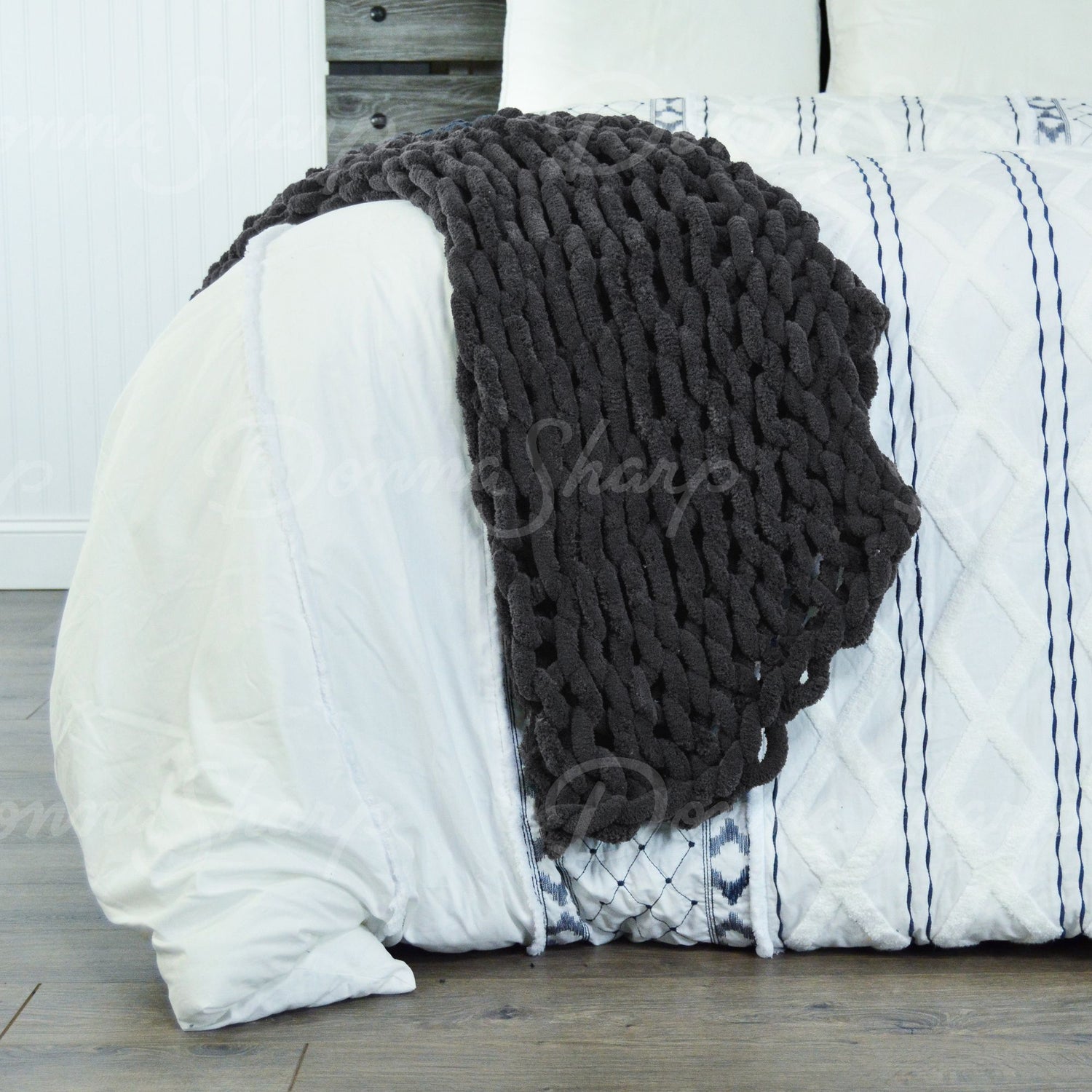 Chenille Knit Throw- Charcoal