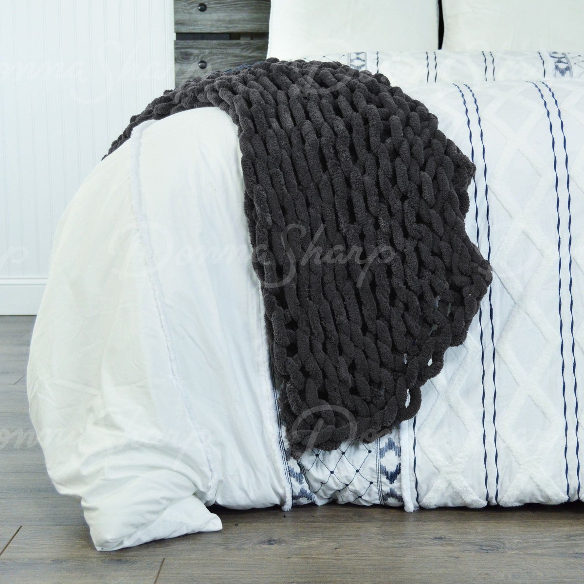 Chenille Knit Throw- Charcoal