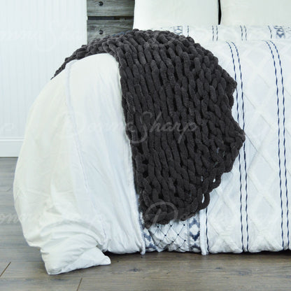 Chenille Knit Throw- Charcoal