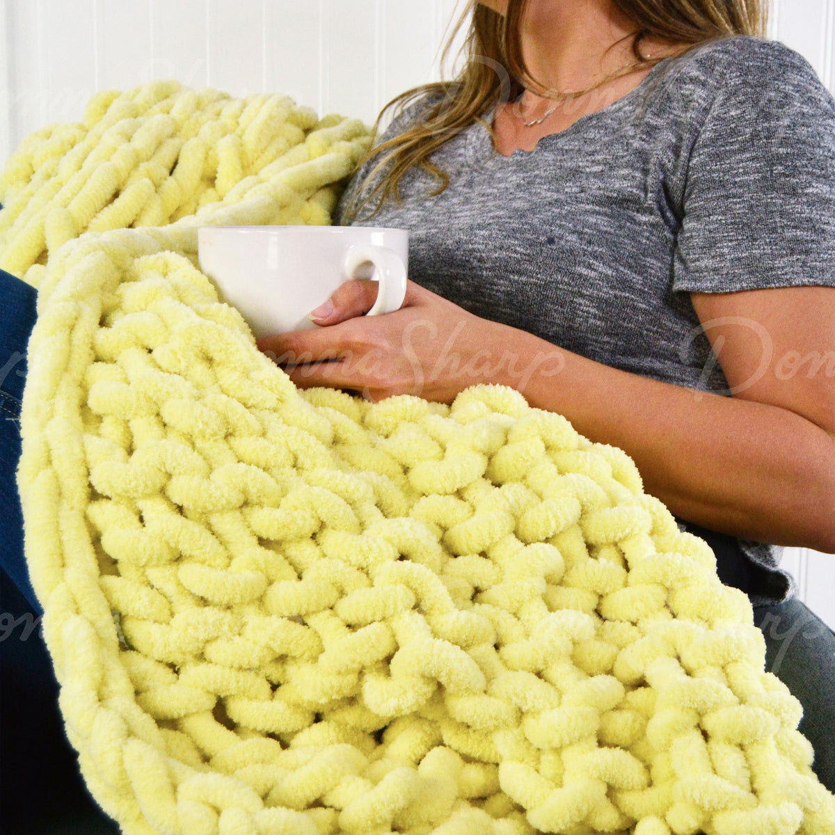 Chenille Knit Throw- Lemon