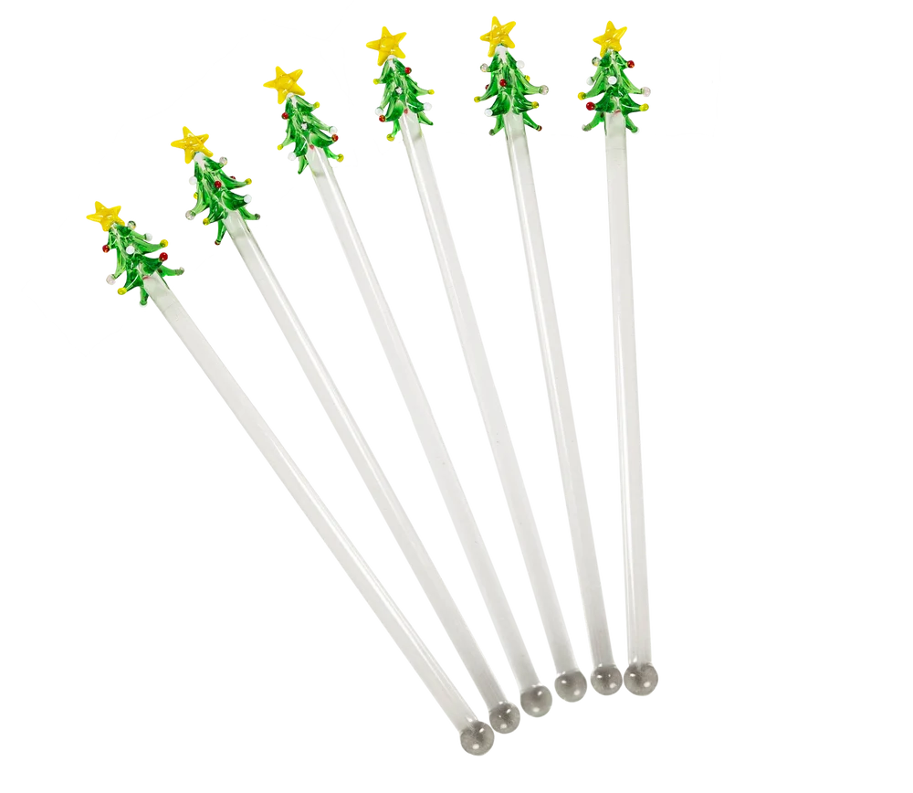 Christmas Tree Swizzle Sticks, Set of 6