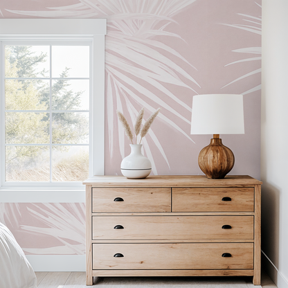 Under the Palms (Pink) Wallpaper - 10 FT H X 36.4 FT W LUXE