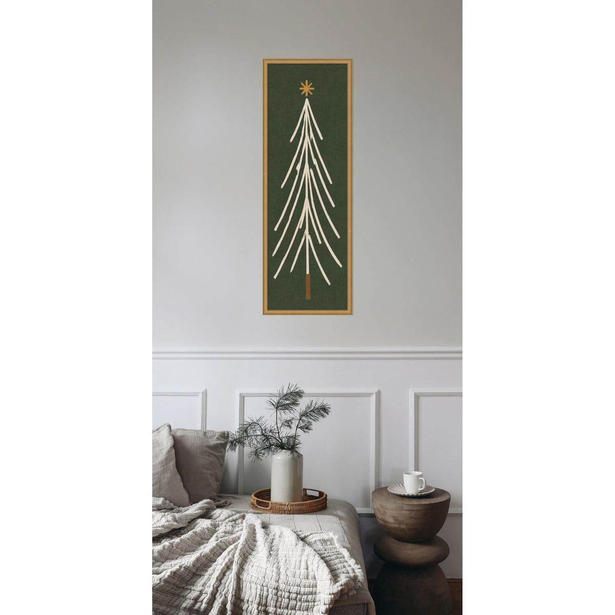 Framed Fabric Magnetic Board Minimalist Tree Panel Wall Organization