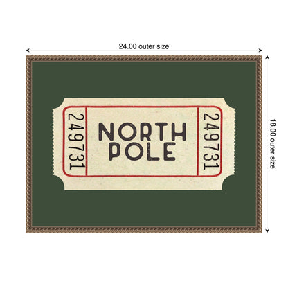 North Pole Green Ticket by Kikiandnim Framed Canvas Wall Art Print