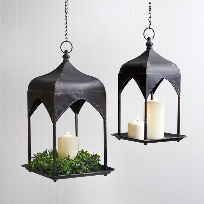 Set of Two Hanging Estate Lanterns