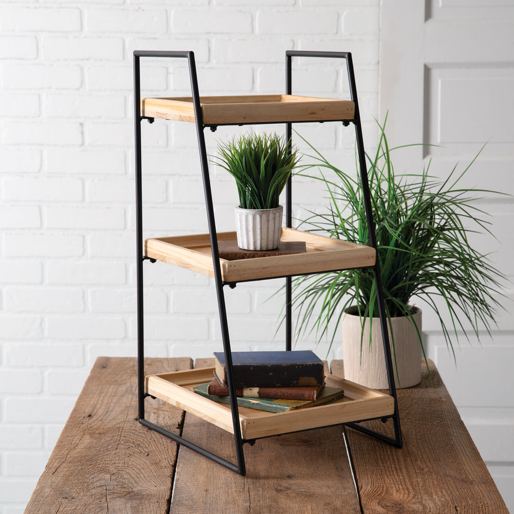 Three-Tier Leaning Display Shelf