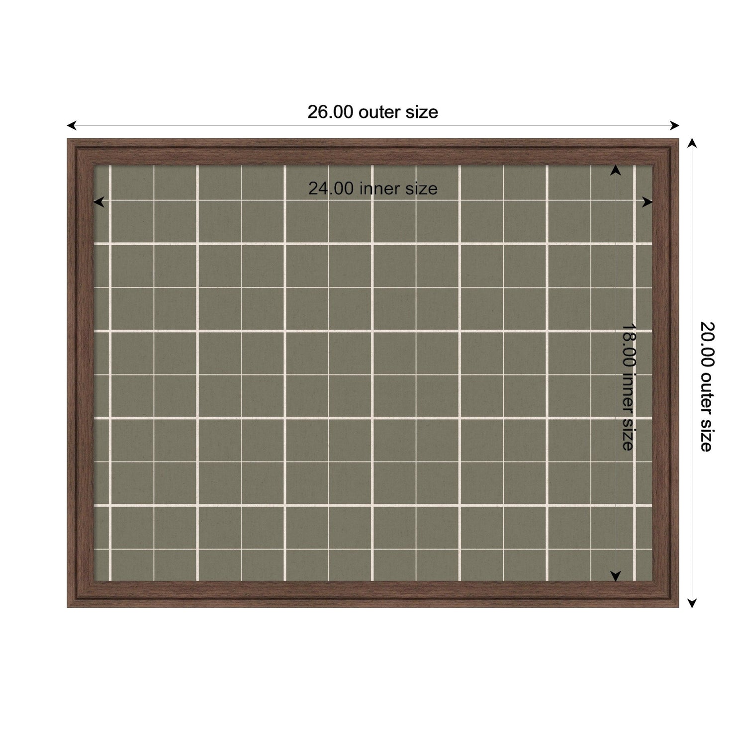 Framed Fabric Pinboard Sage Green Plaid Wall Organization