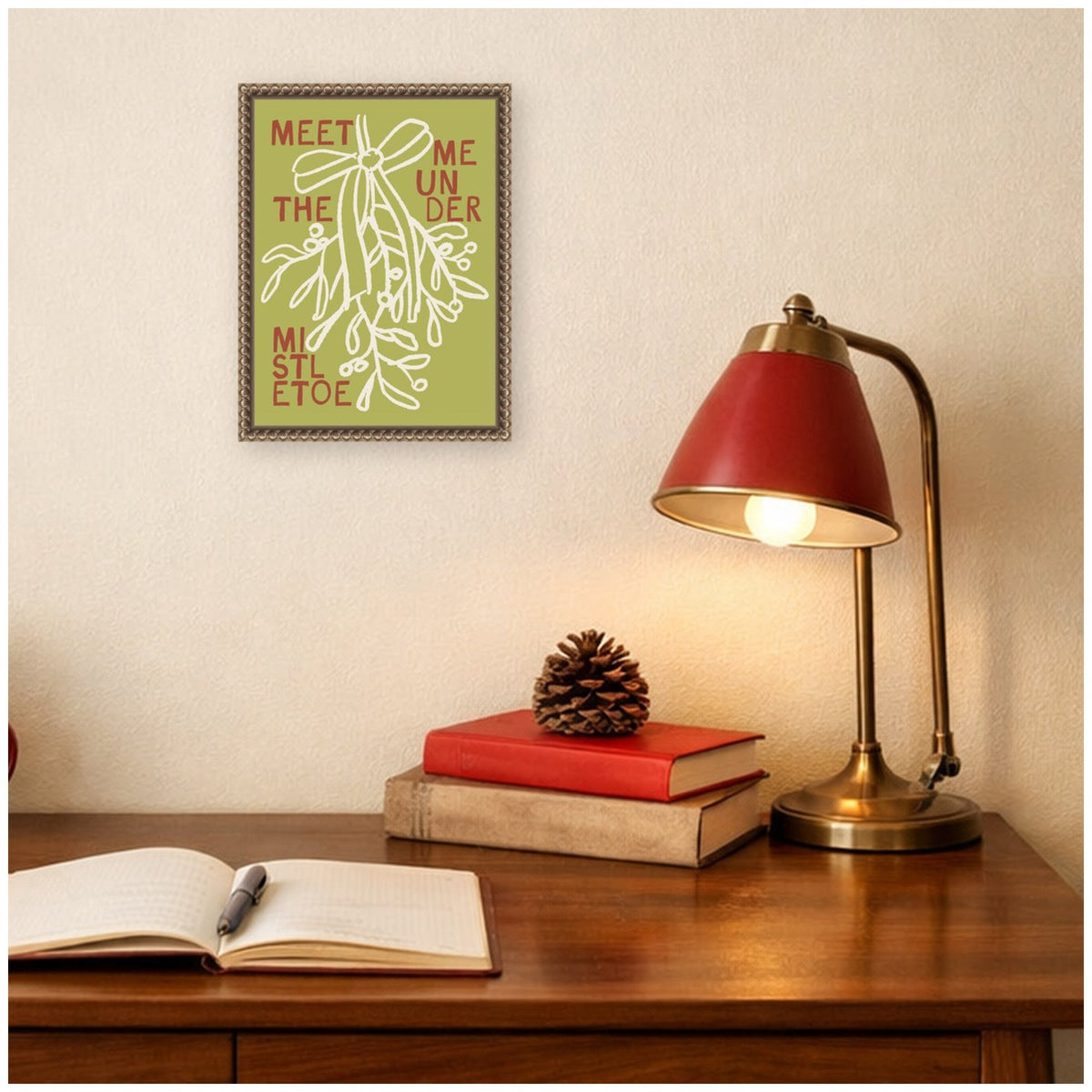Mistletoe by Kikiandnim Framed Canvas Wall Art Print