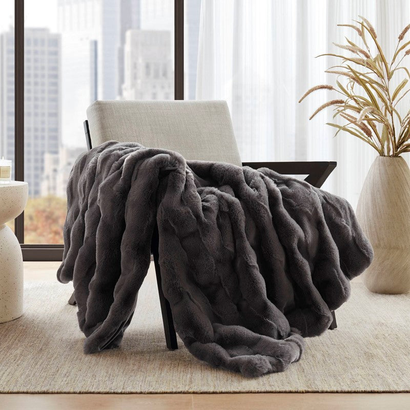 Vivienne Faux Fur Throw - Grey