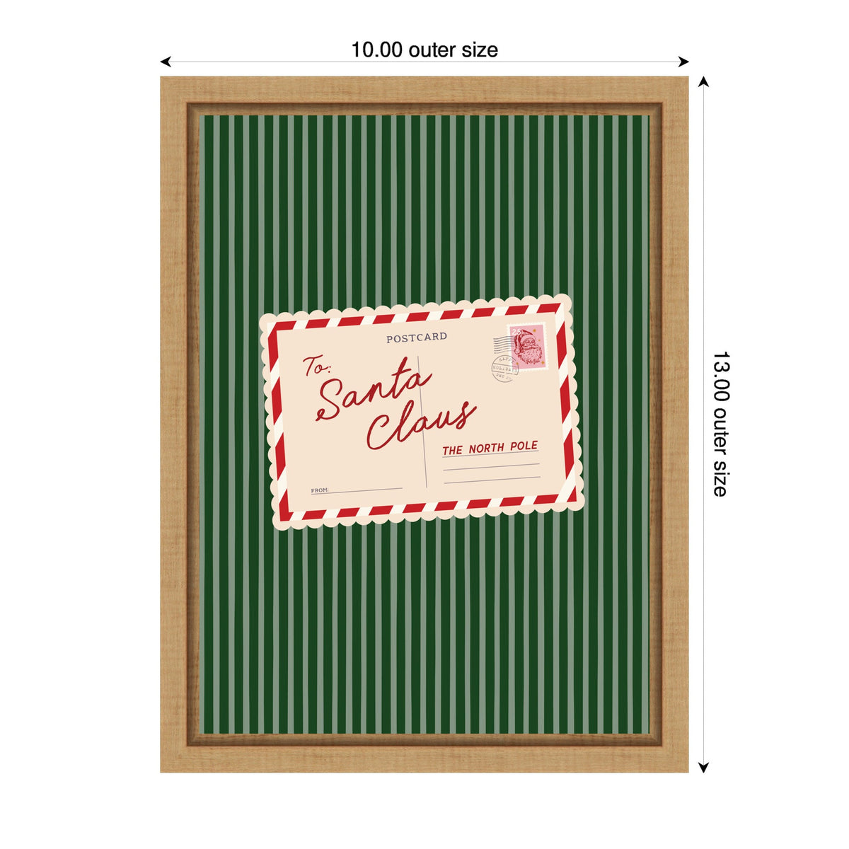 Retro Santa Claus Postcard by Lucky Guava Framed Canvas Wall Art Print