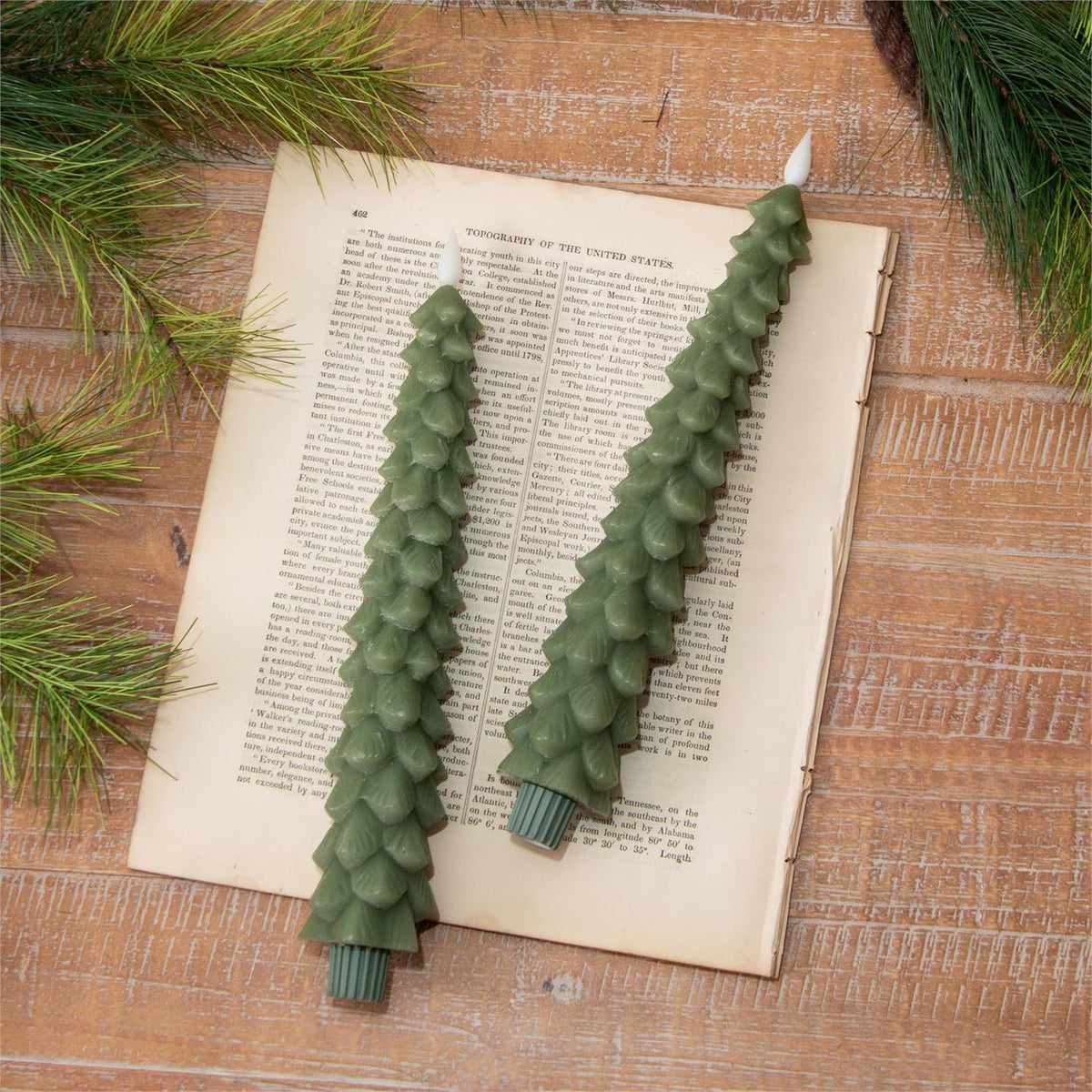 Led Taper Candle - Christmas Tree (Set of 2)