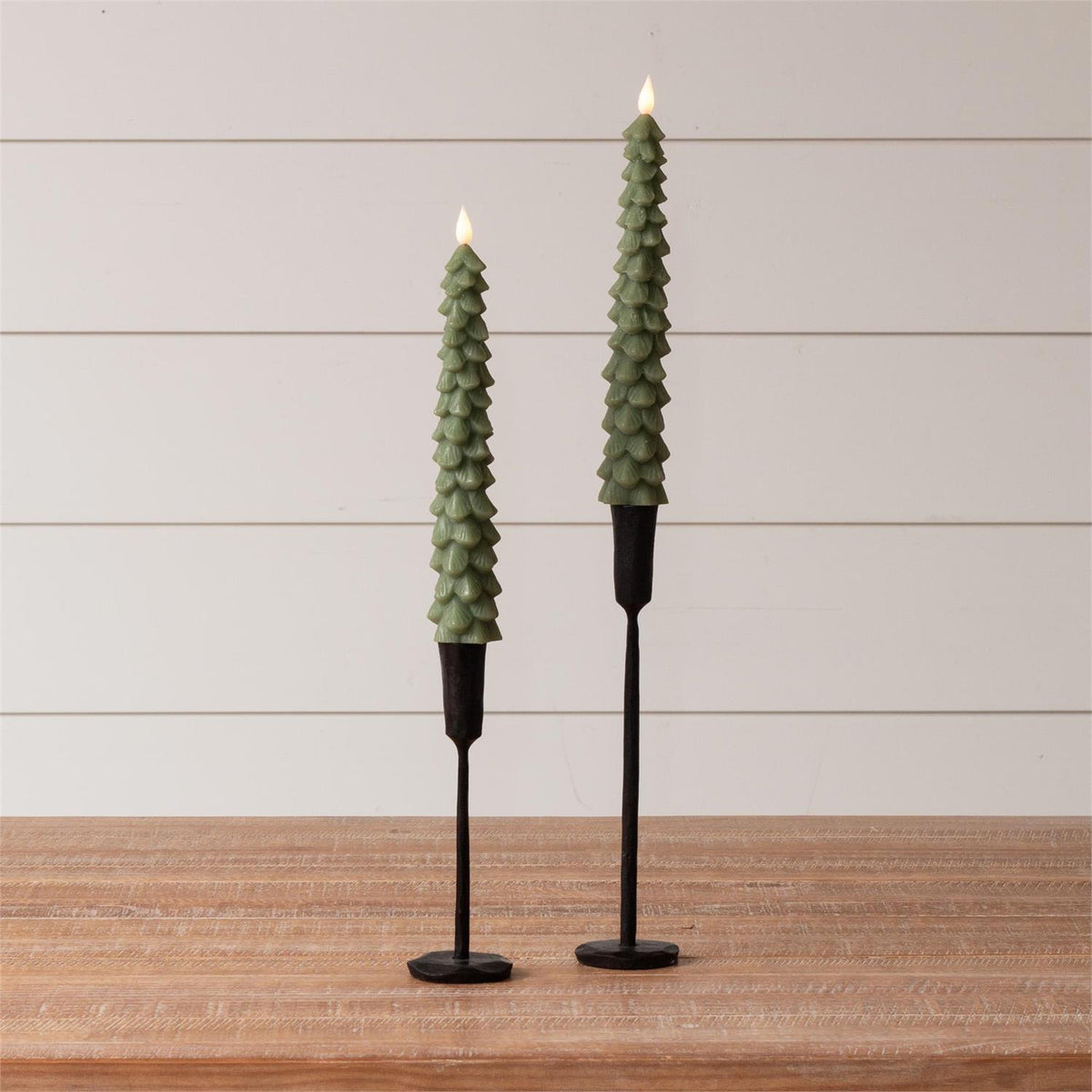 Led Taper Candle - Christmas Tree (Set of 2)