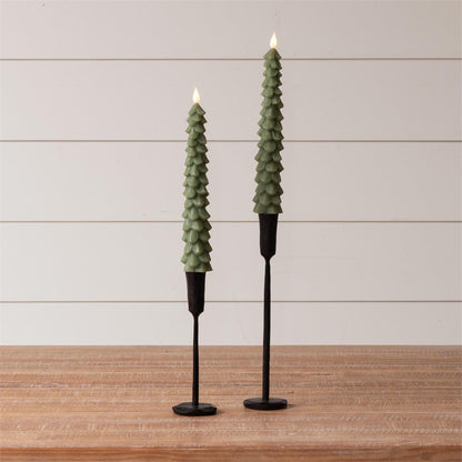 Led Taper Candle - Christmas Tree (Set of 2)