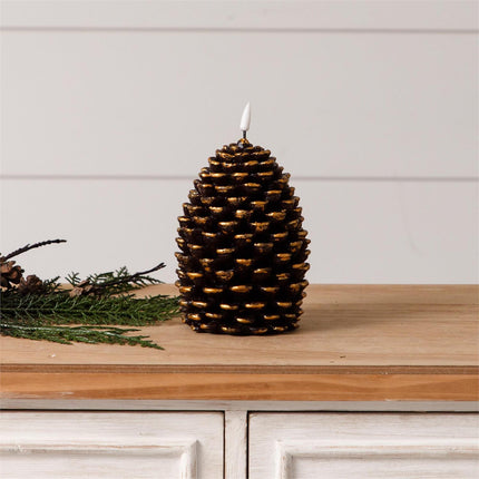 LED CANDLE - PINECONE WITH GLITTER