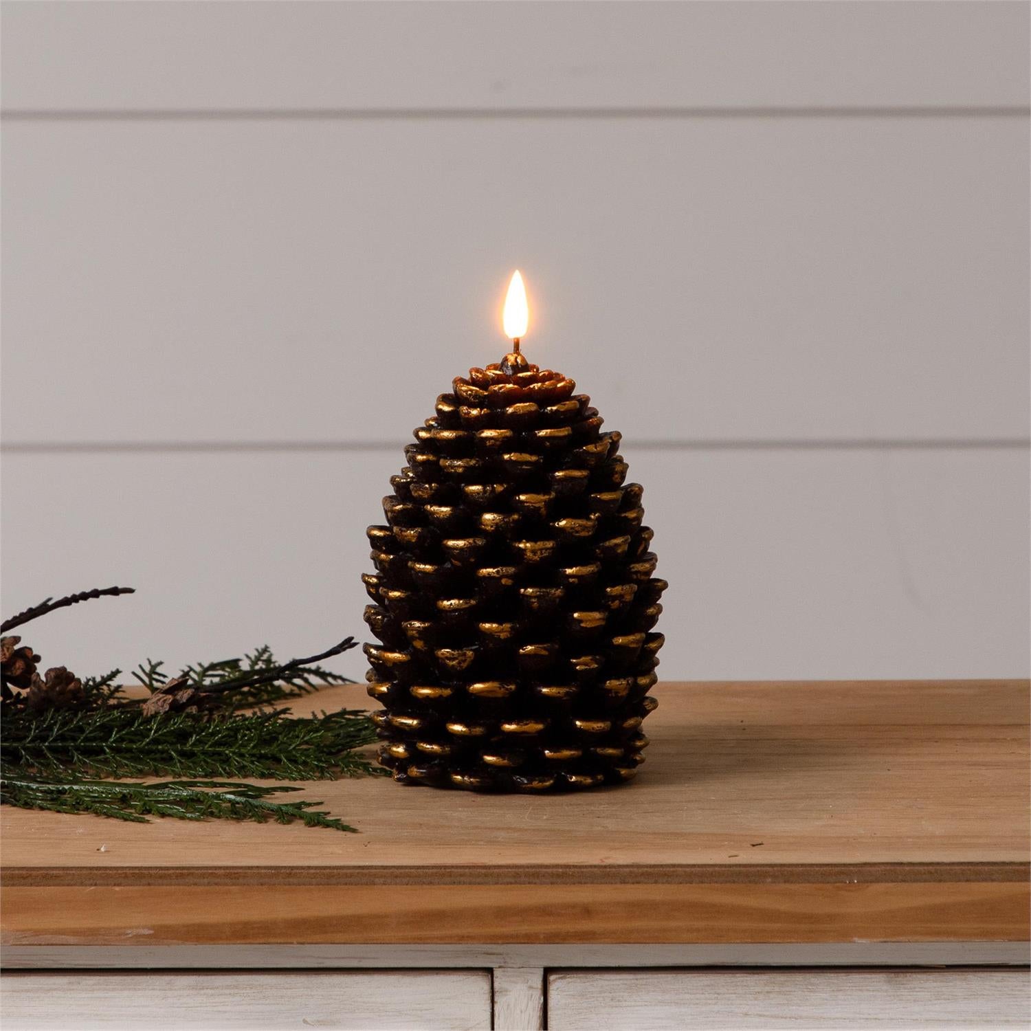 LED CANDLE - PINECONE WITH GLITTER