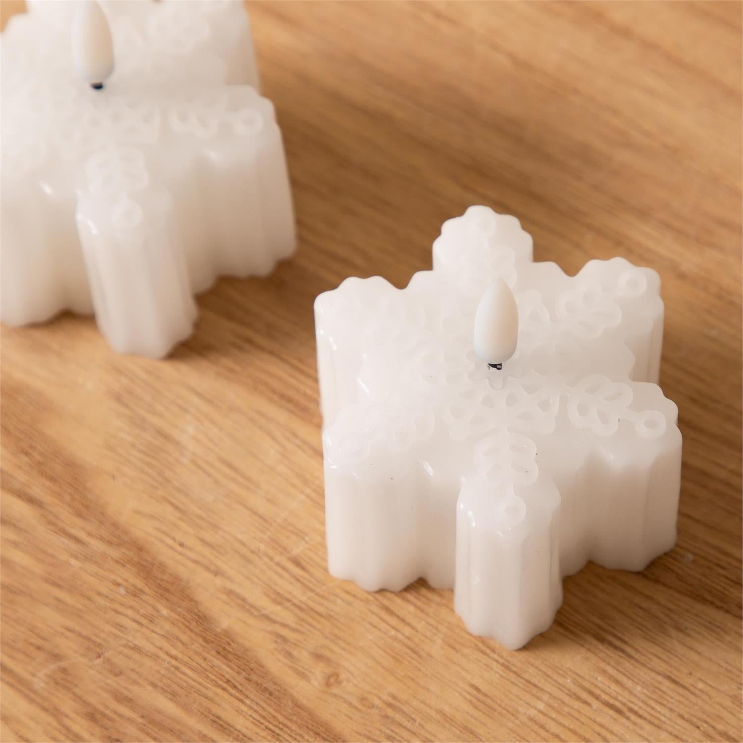 LED Flickering Snowflake Candles, Sm