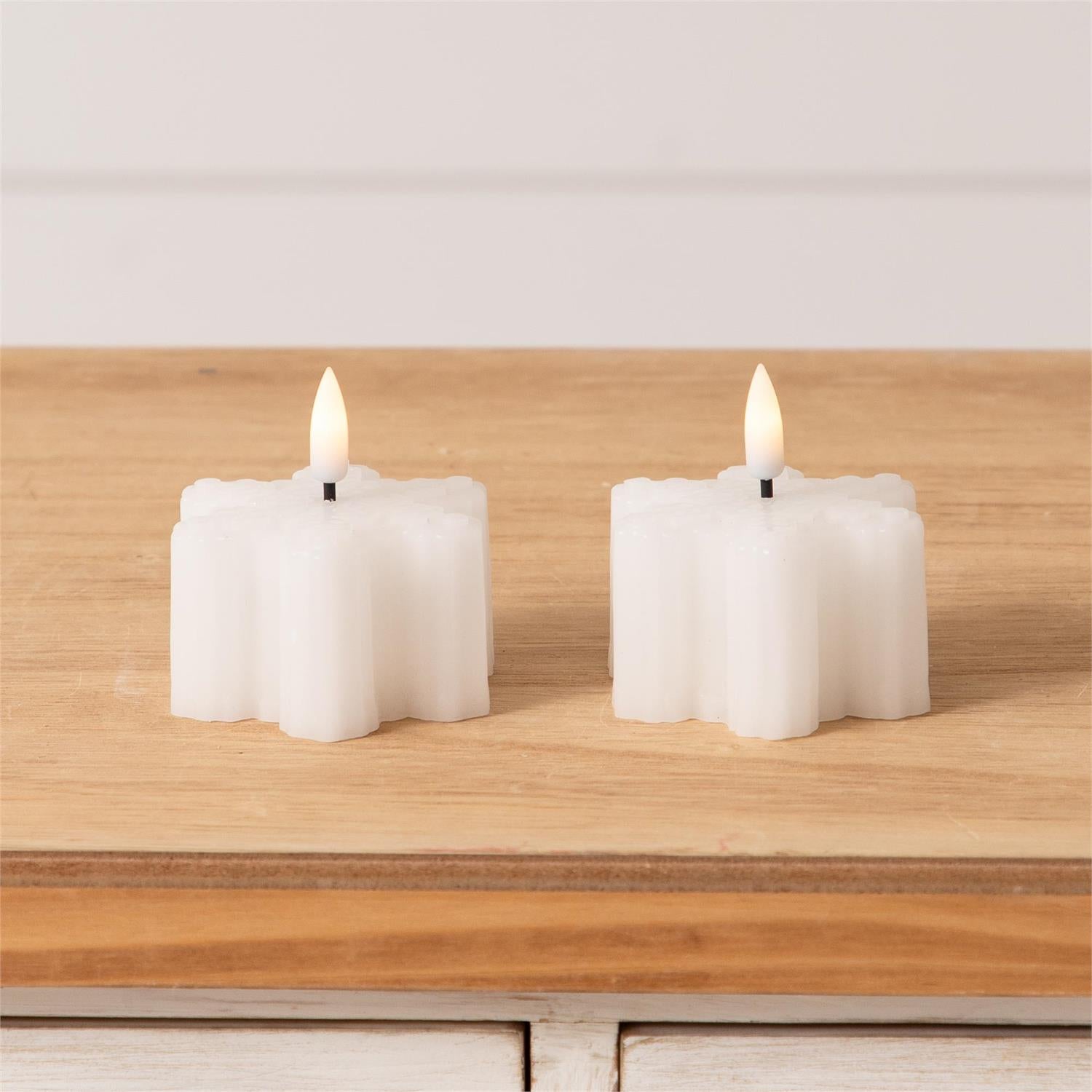 LED Flickering Snowflake Candles, Sm