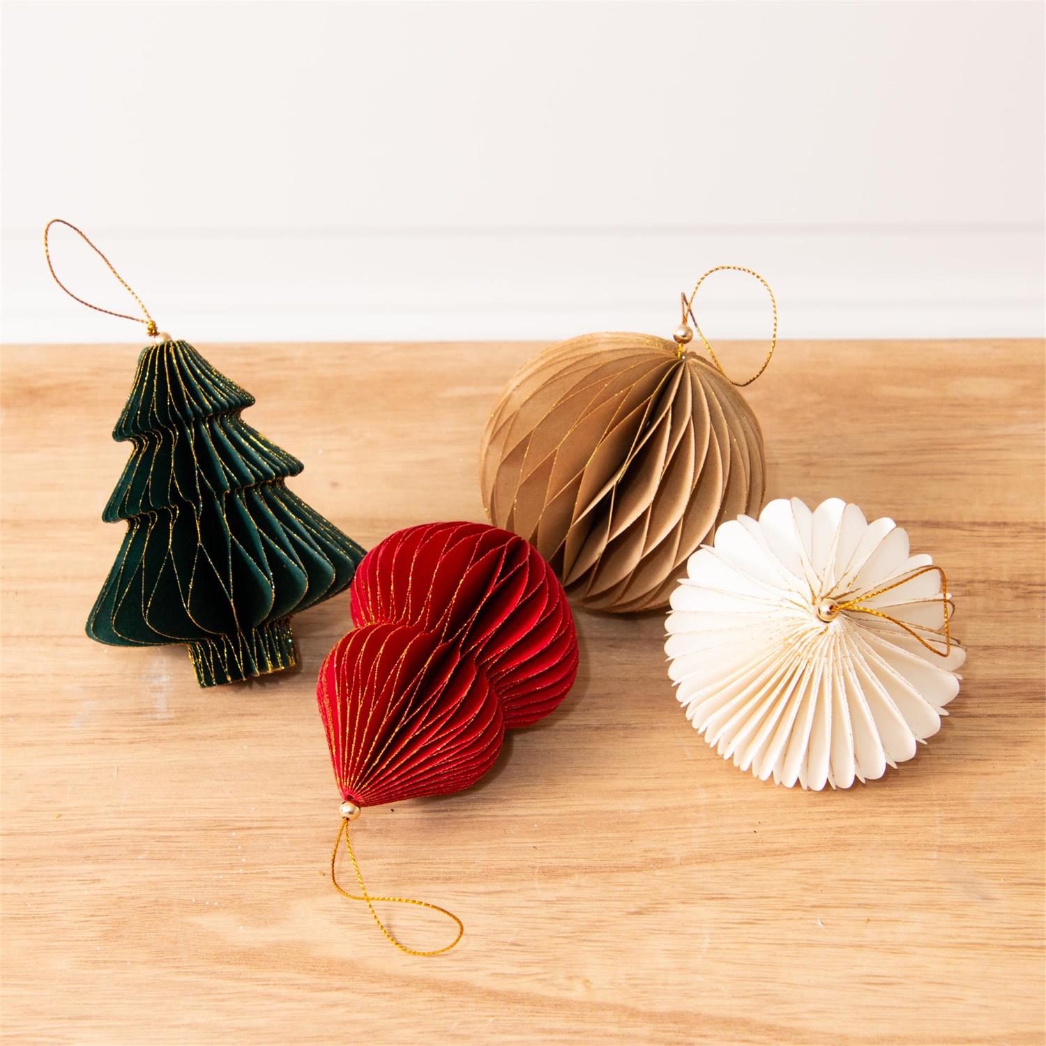 Gold Tipped Honeycomb Vintage Shape Ornaments