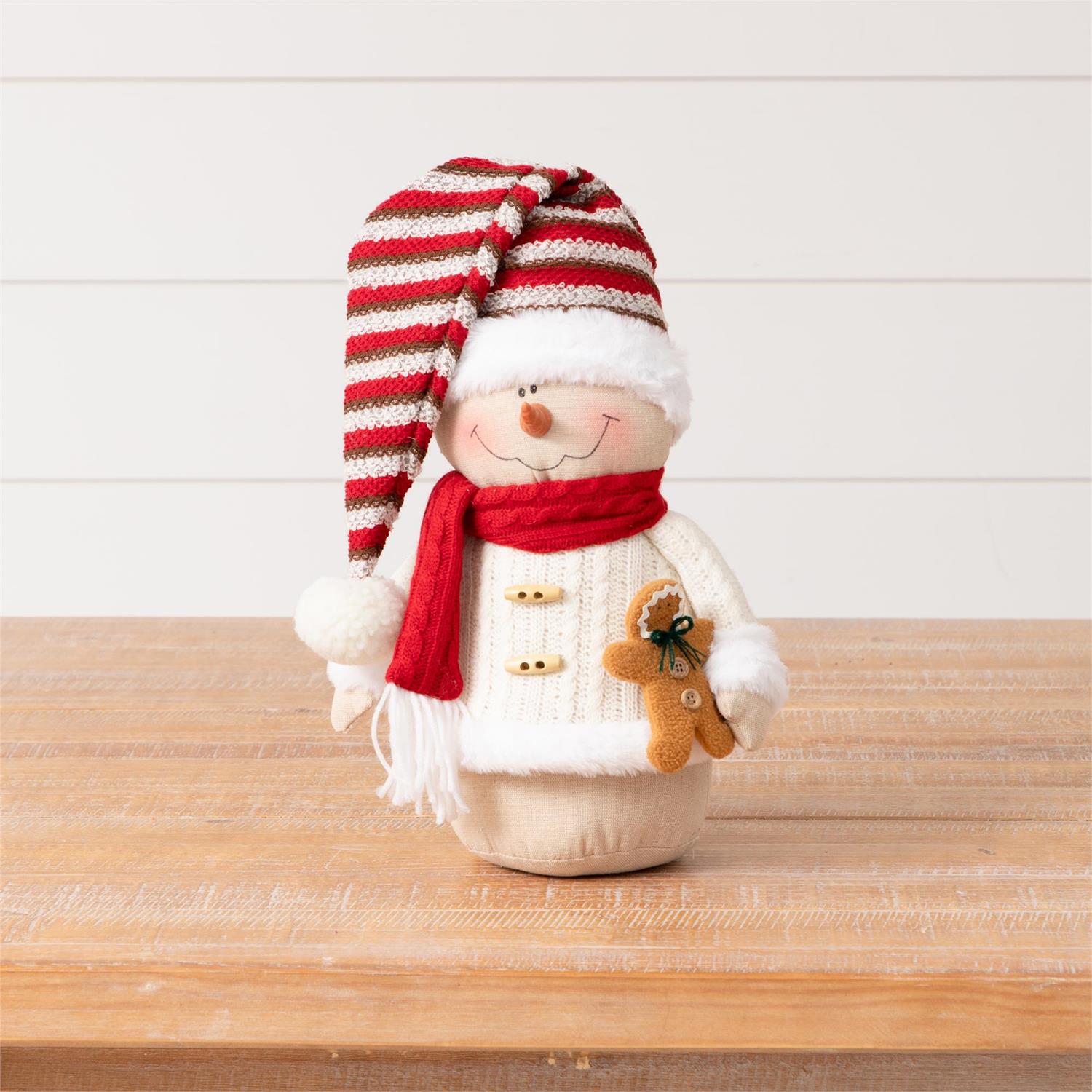 Snowman Holding Gingerbread Man Doll