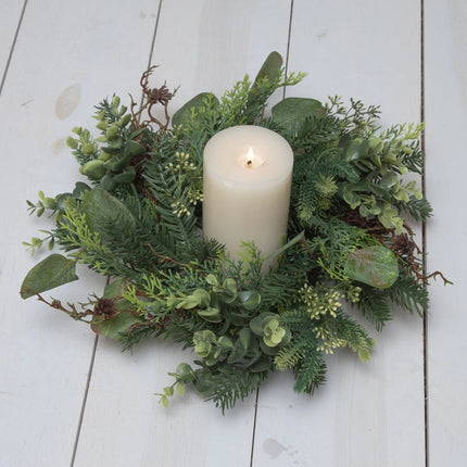 Candle Ring - Mixed Winter Greens