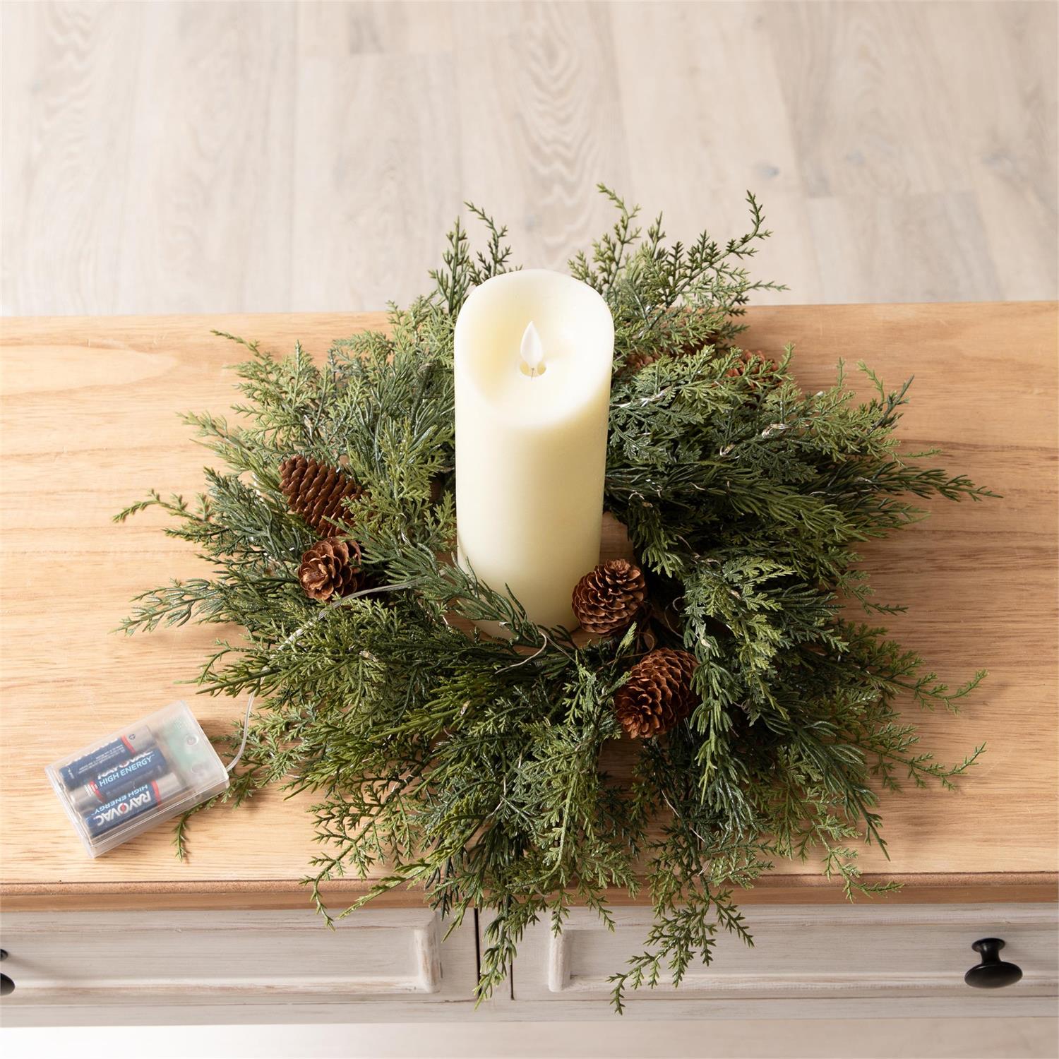 Led Candle Ring - Christmas Cedar