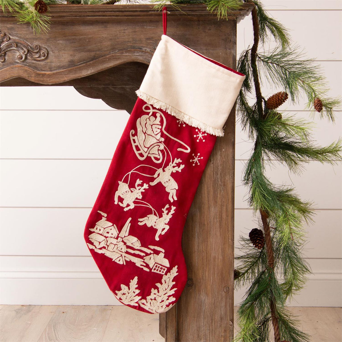 Stocking - Embroidered Santa&