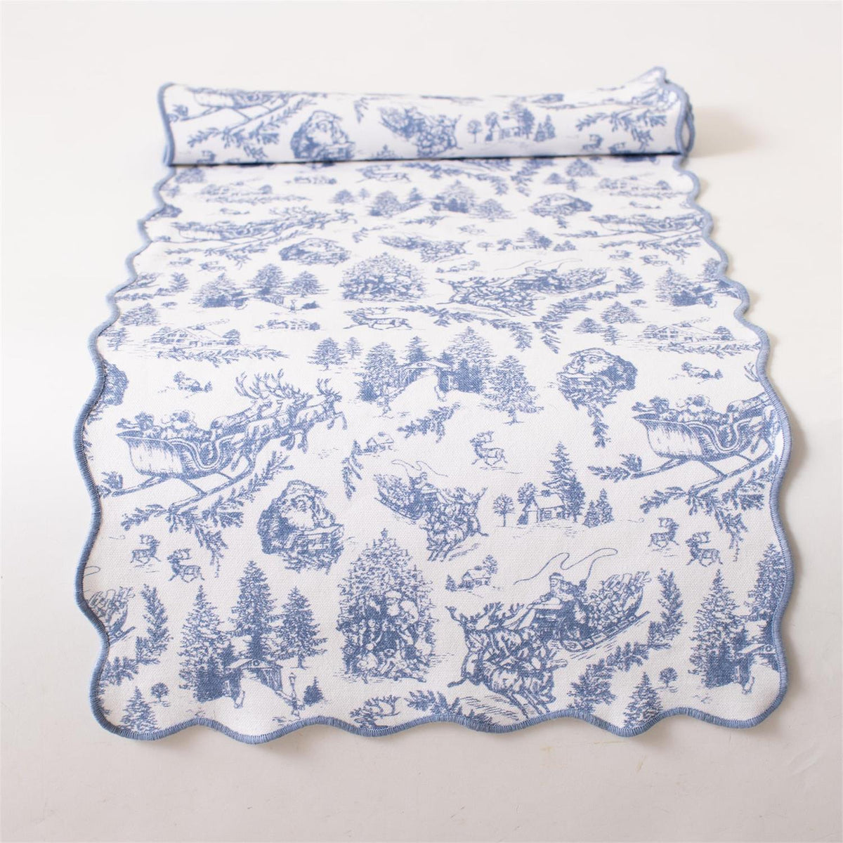 Table Runner - Frosted Blue Pine Toile