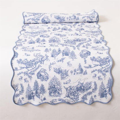 Table Runner - Frosted Blue Pine Toile
