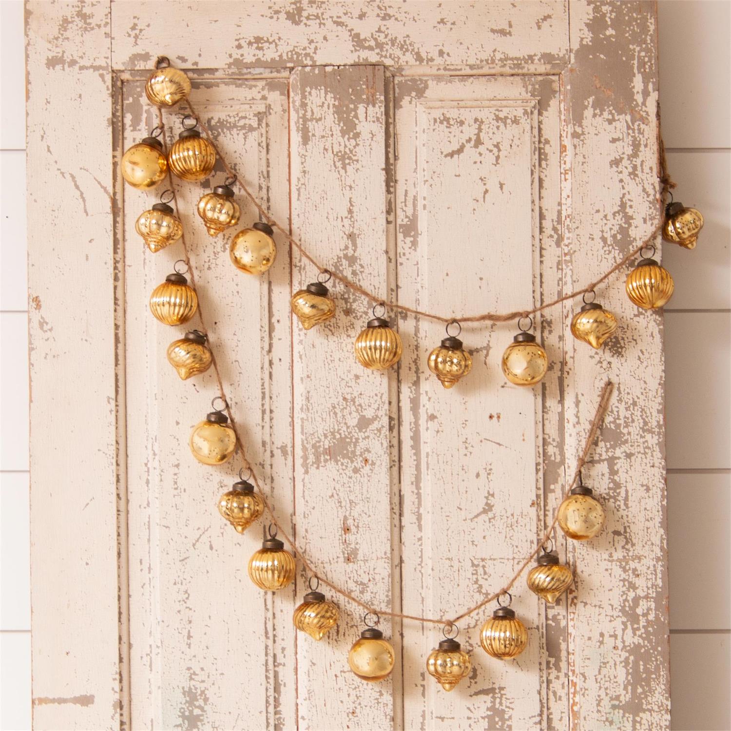 Garland - Gold Mercury Glass Ornaments