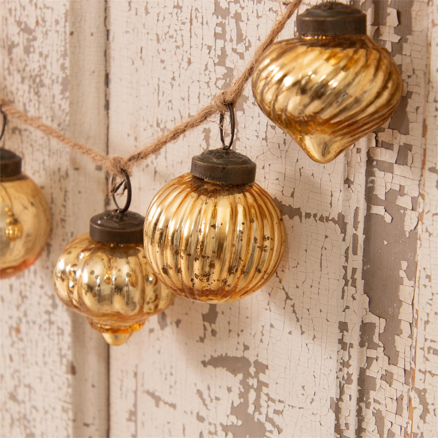 Garland - Gold Mercury Glass Ornaments