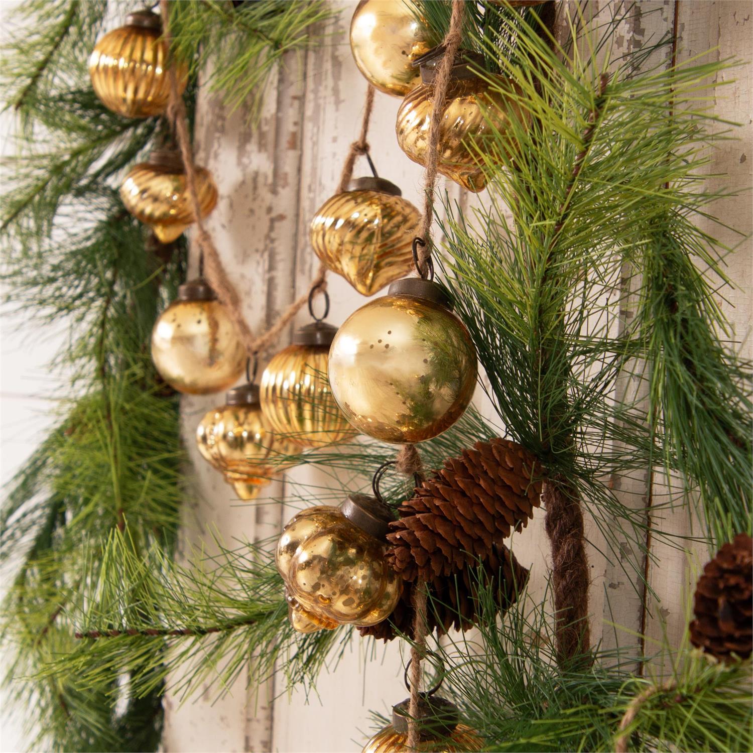 Garland - Gold Mercury Glass Ornaments