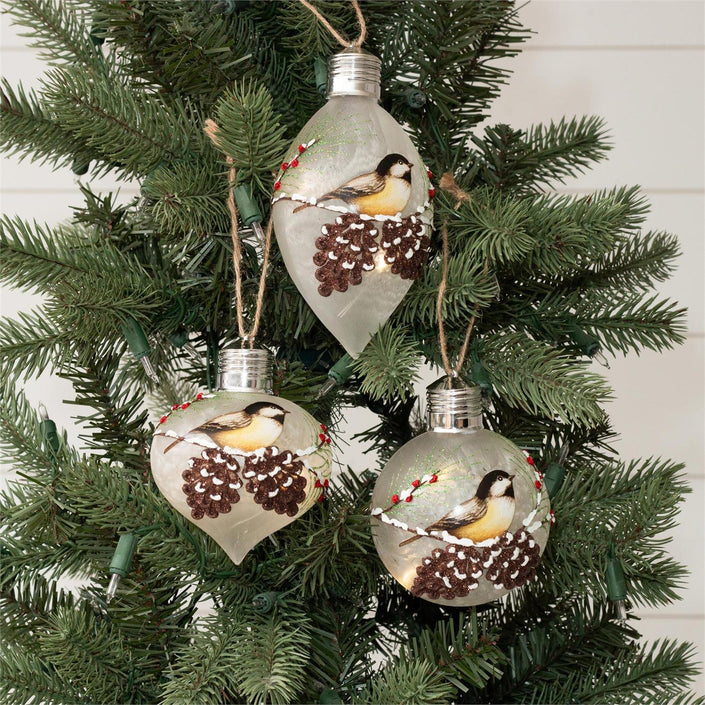 Led Ornaments - Chickadee