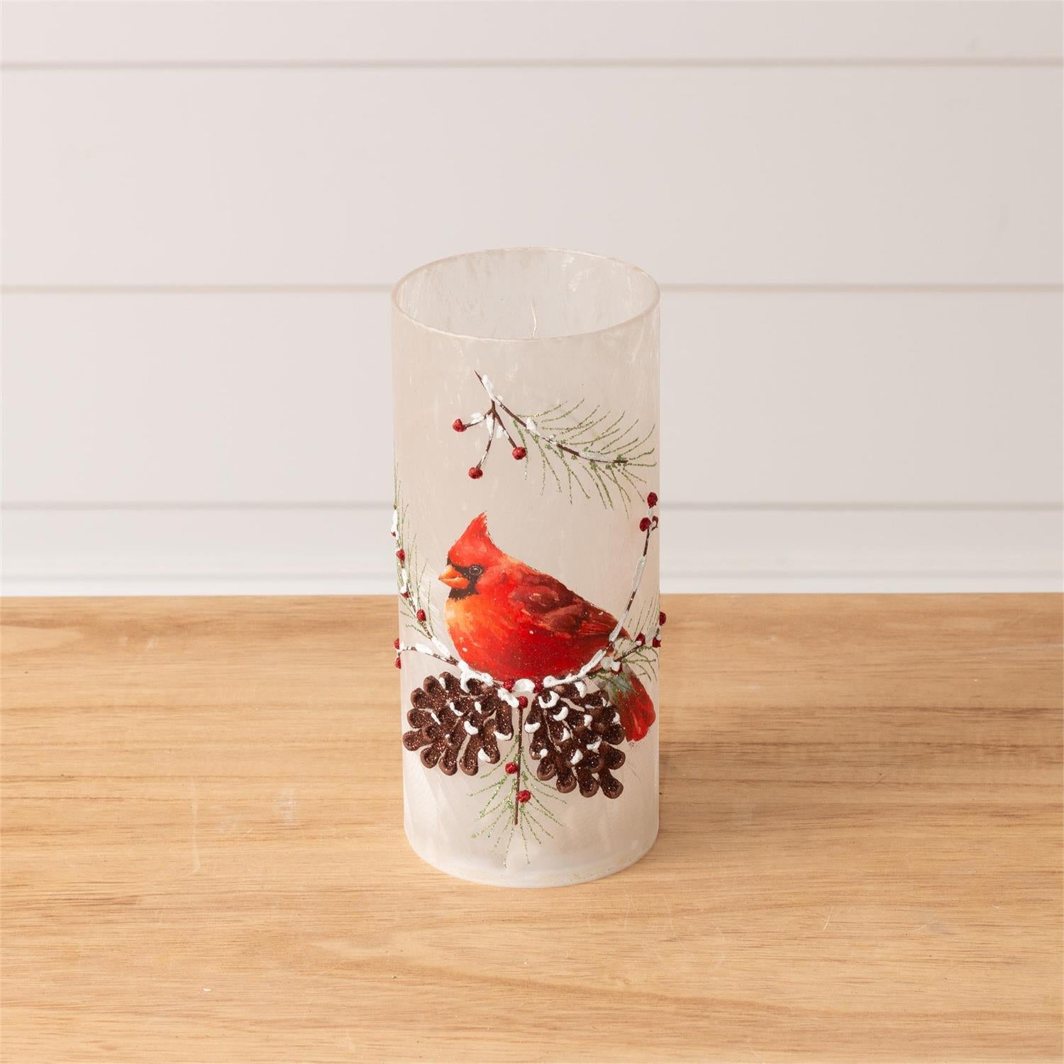 Frosted Glass Luminary- Cardinal