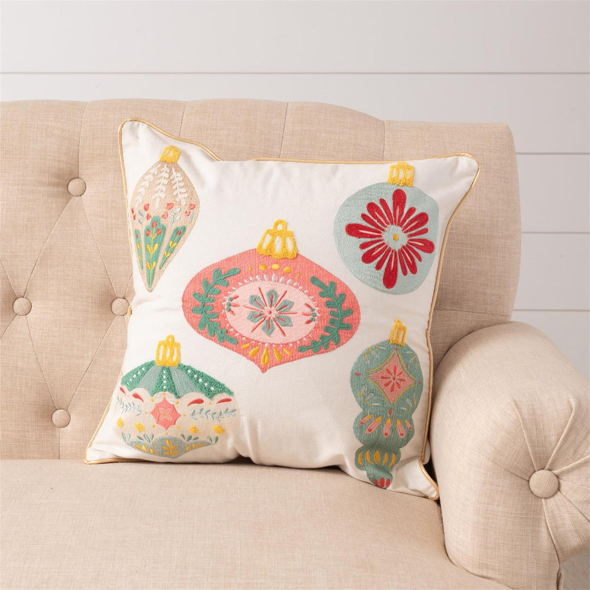 Pillow - Merry Ornaments Embroidered