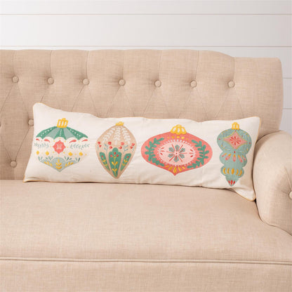 Lumbar Pillow - Merry Ornaments Embroidered