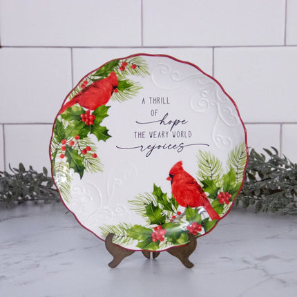 Ceramic Plate - Cardinal And Holly - 2 Pack