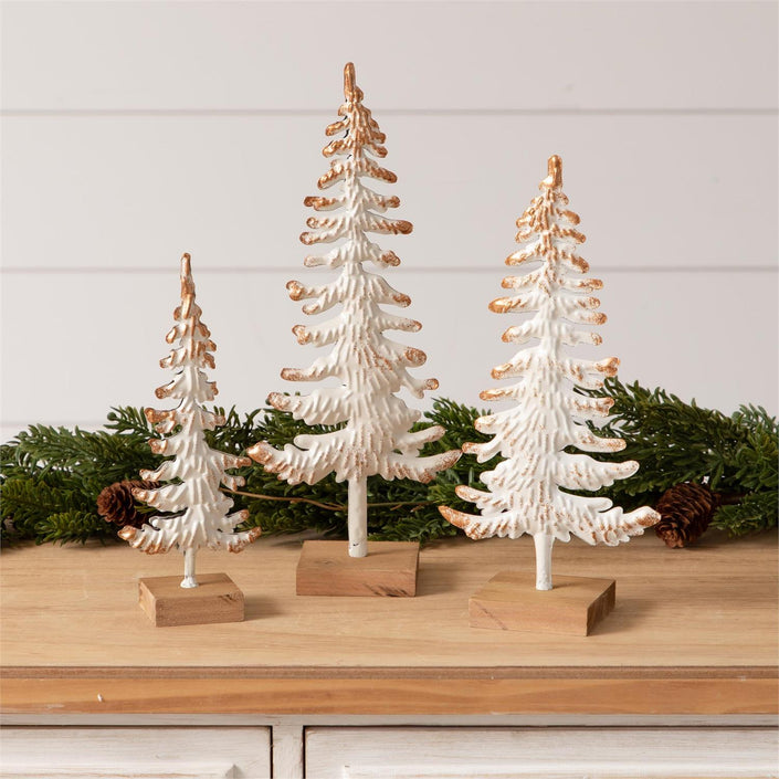 White and Gold Metal Tree Silhouettes