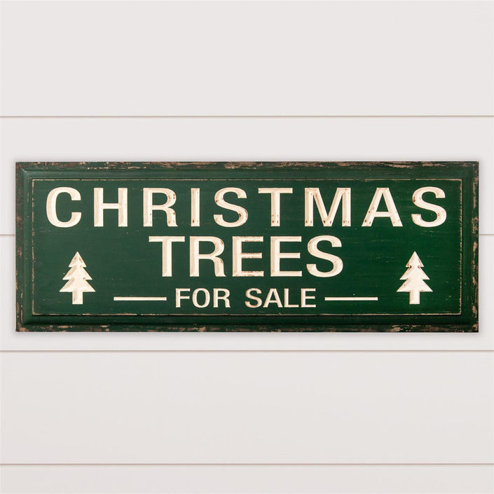 Green Carved Sign - Christmas Trees