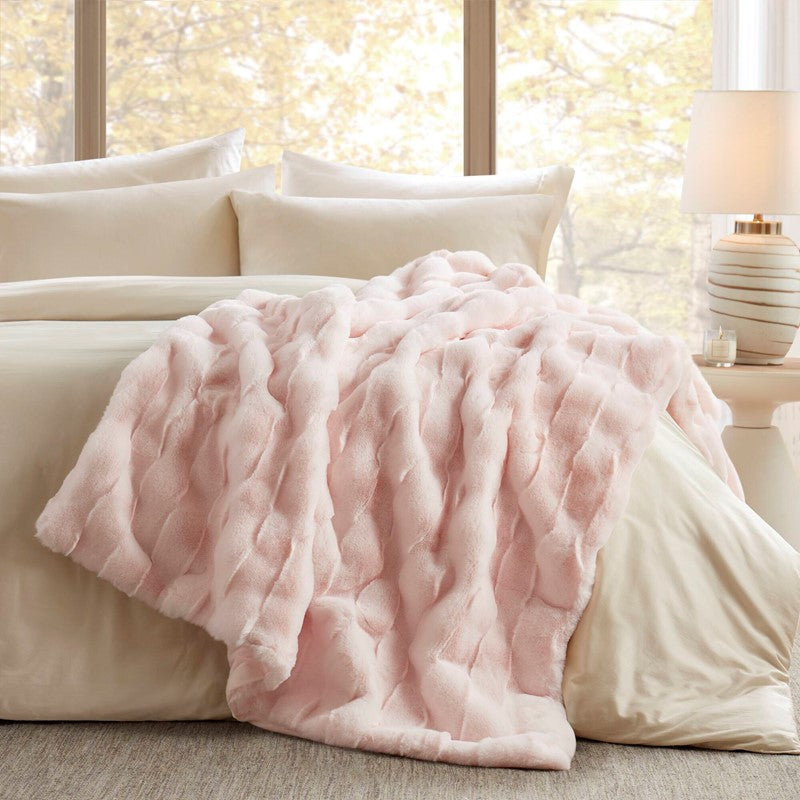 Vivienne Faux Fur Throw - Pink