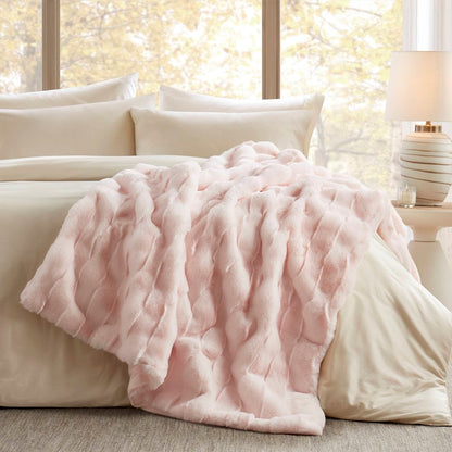 Vivienne Faux Fur Throw - Pink