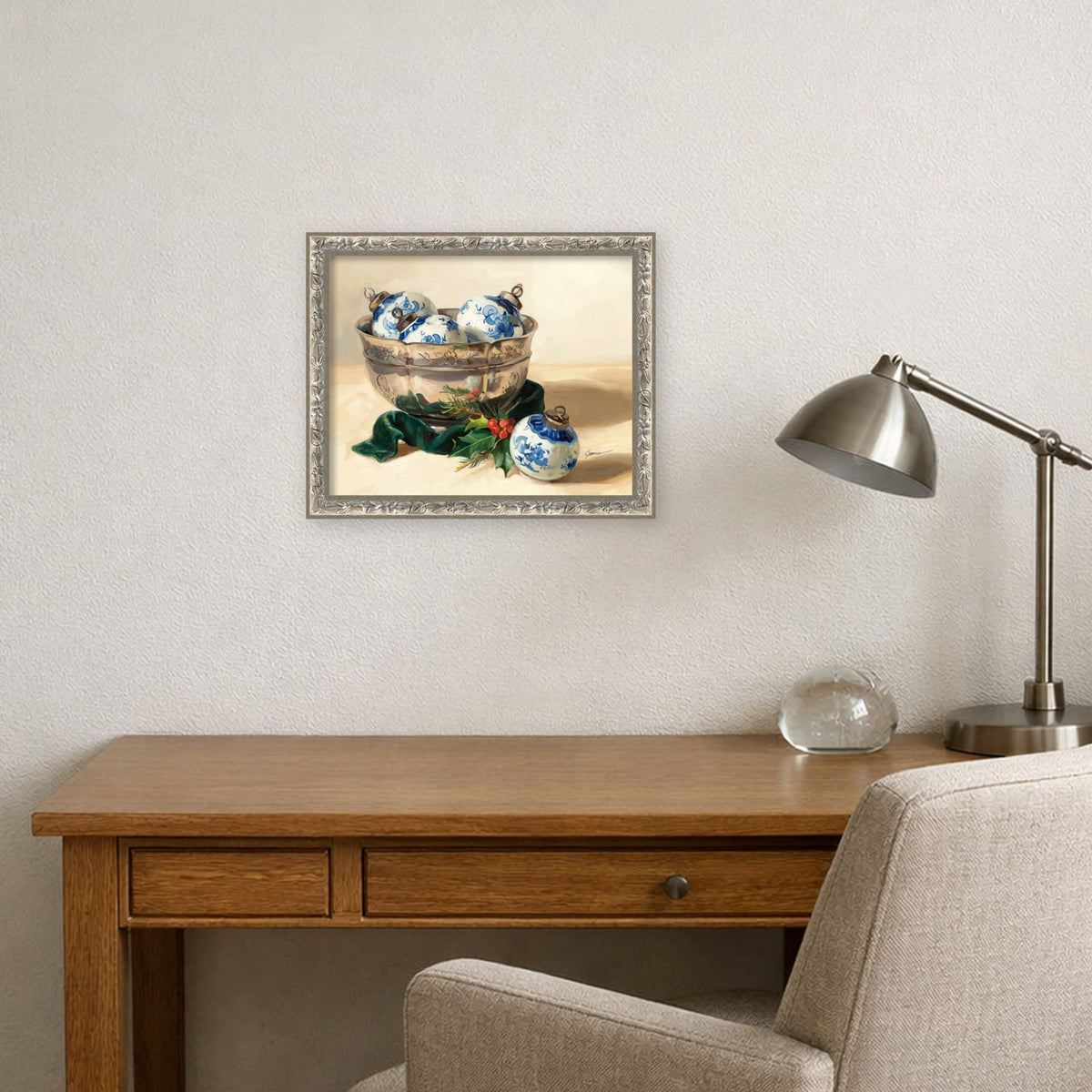 Blue Christmas 1 by Mary Sparrow Framed Mounted Canvas Wall Art Print