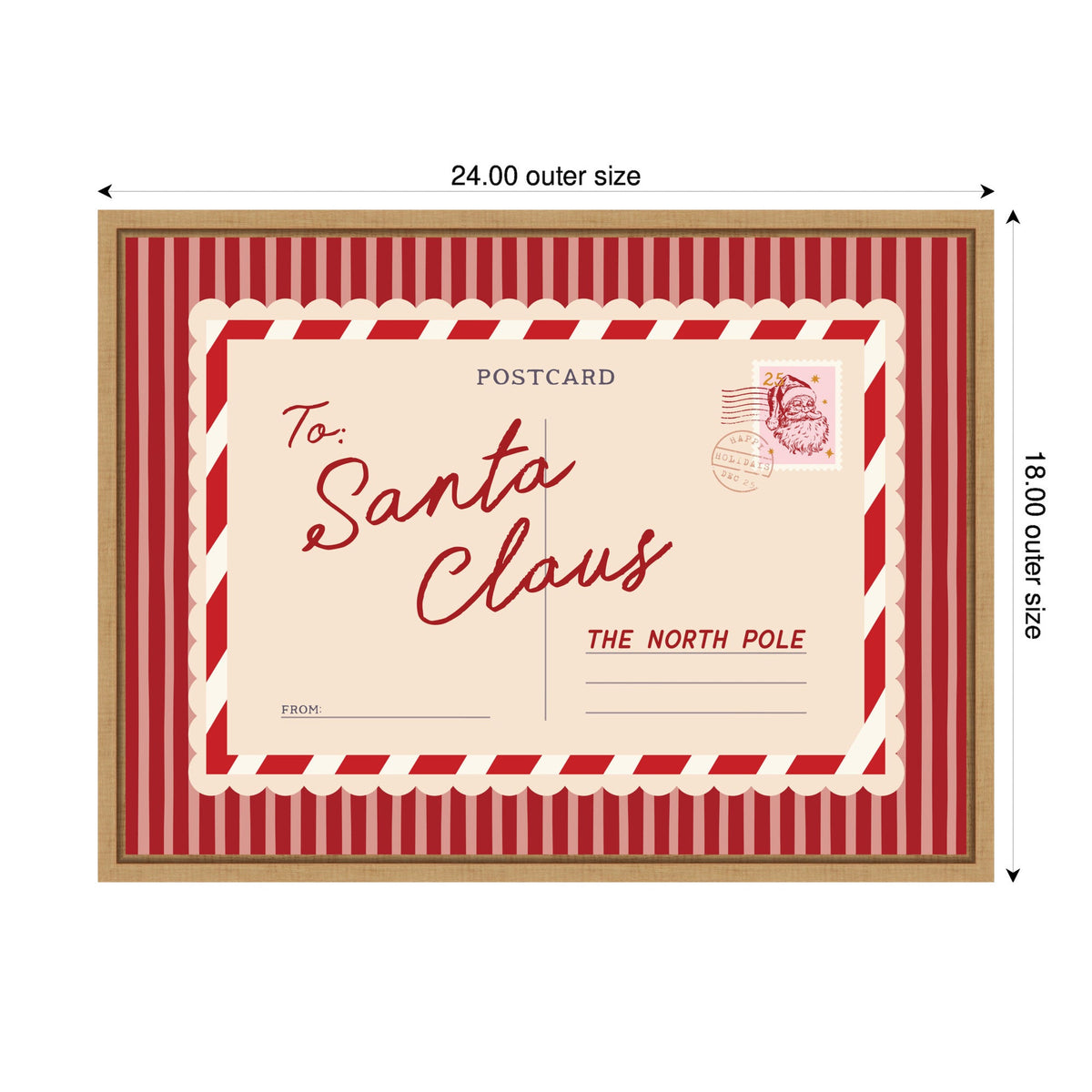 Vintage Santa Claus Postcard by Lucky Guava Framed Canvas Wall Art Print