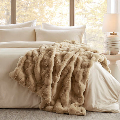 Vivienne Faux Fur Throw - Tan